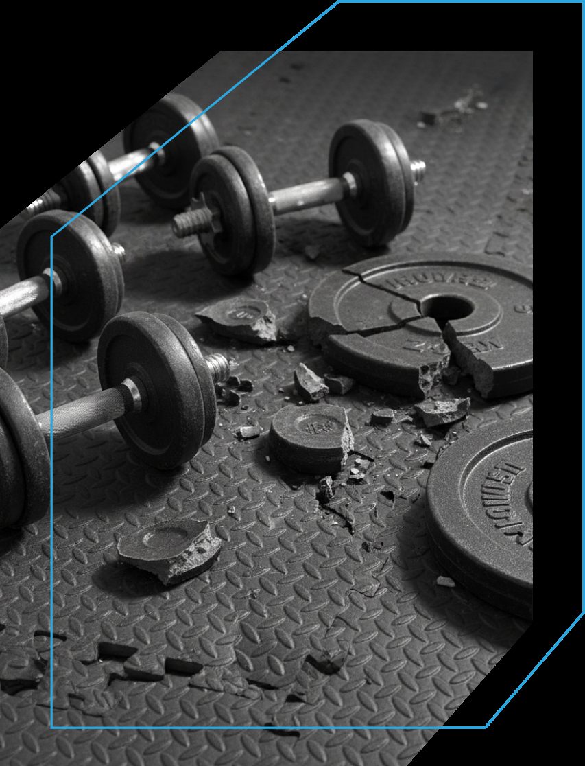 משקולות על רצפה סדוקה